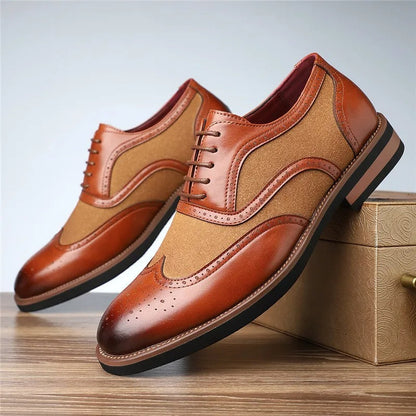 MANSSINO™ | Men's Leather Suede Wingtip Brogue