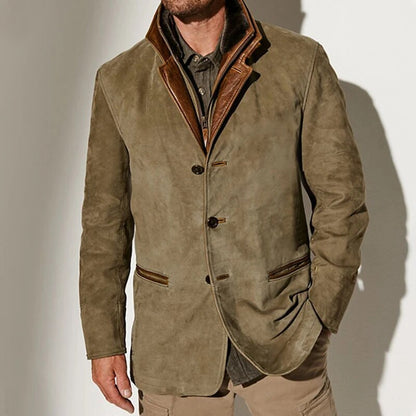 MONVIEL™ | Classic Vintage Leather-Trim Jacket