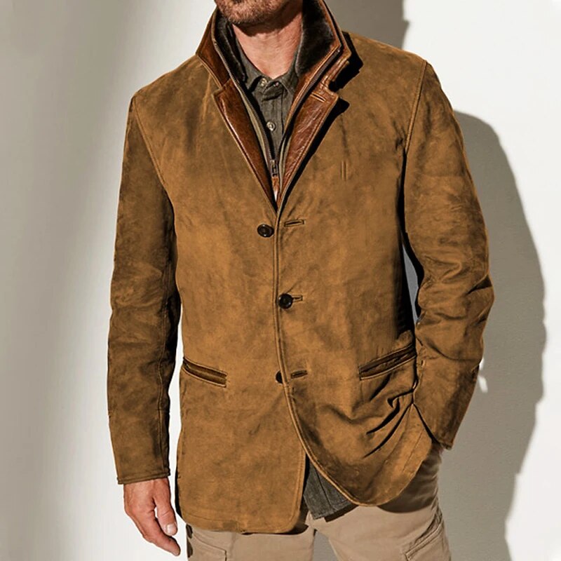 MONVIEL™ | Classic Vintage Leather-Trim Jacket