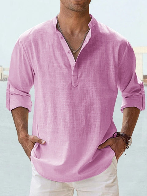 MONVIEL | Collarless Henley shirt