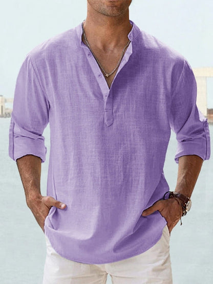 MONVIEL | Collarless Henley shirt