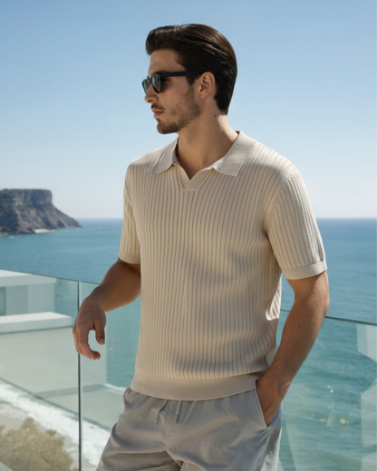 MONVIEL | Classic Collar Ribbed Knit Polo