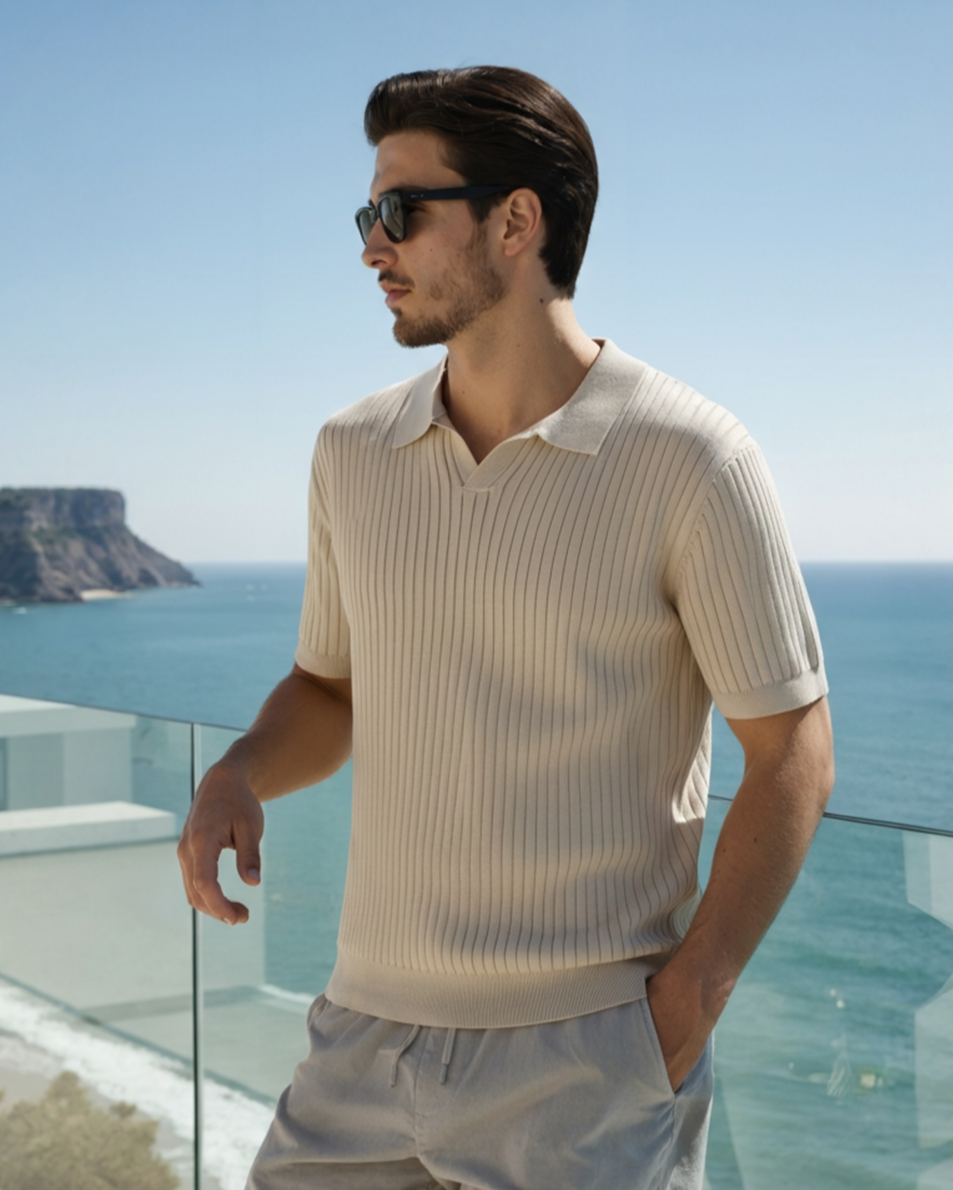 MONVIEL | Classic Collar Ribbed Knit Polo
