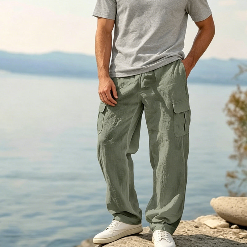 MANSSINO™ | Men's Lightweight Linen-Blend Cargo Trousers