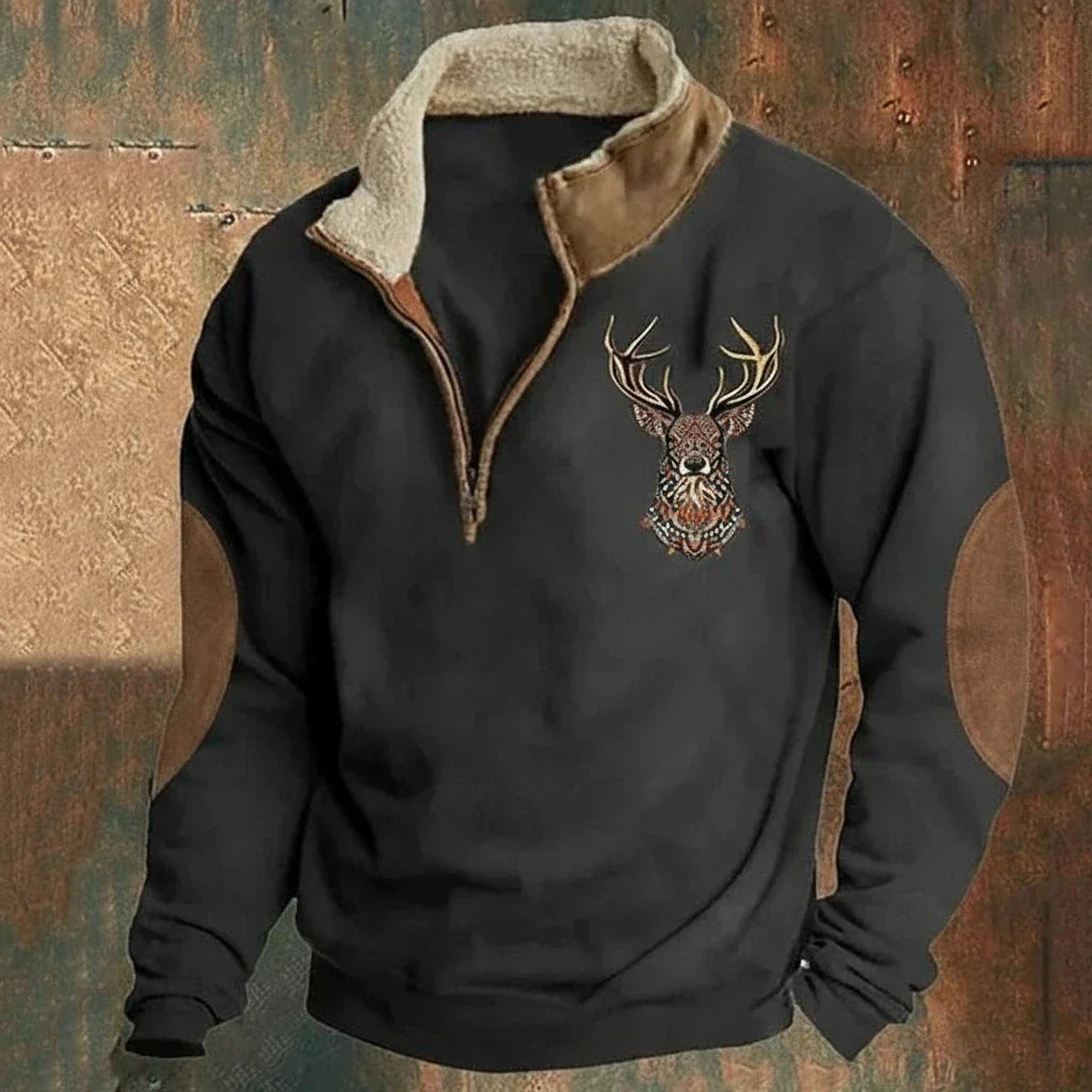 MONVIEL™ | Half-Zip Fleece-Lined Stag Knit