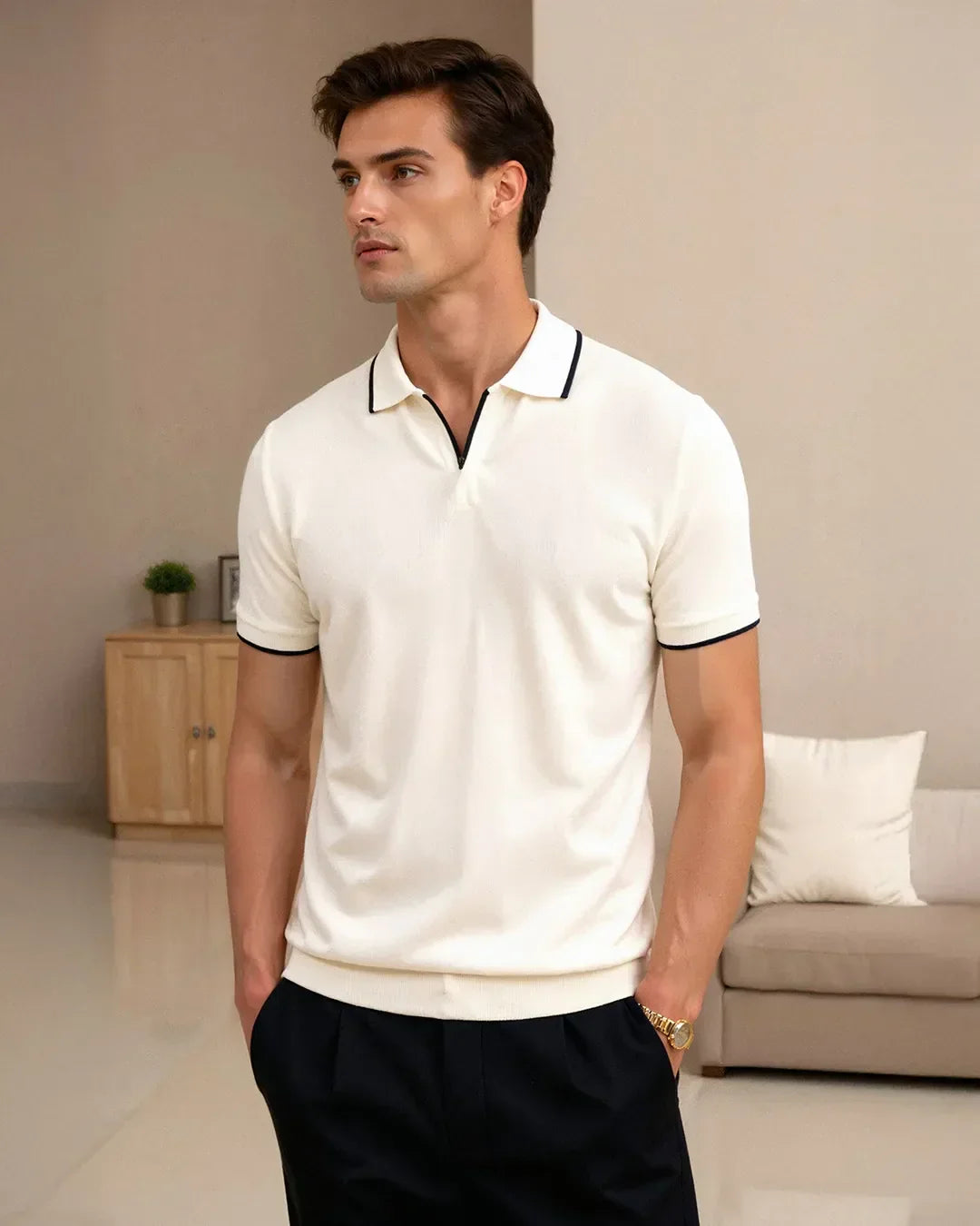 MONVIEL™ | Contrast-Piped Stitched  Polo