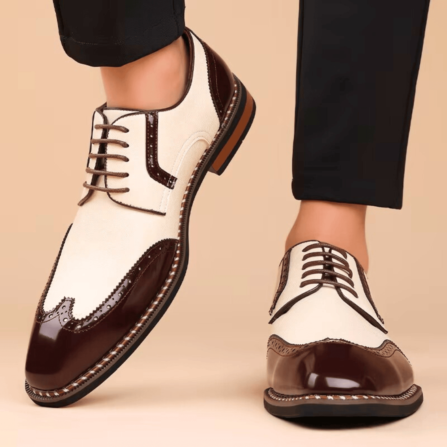 MANSSINO™ | Men's Two-Tone Full-Grain Leather Oxford