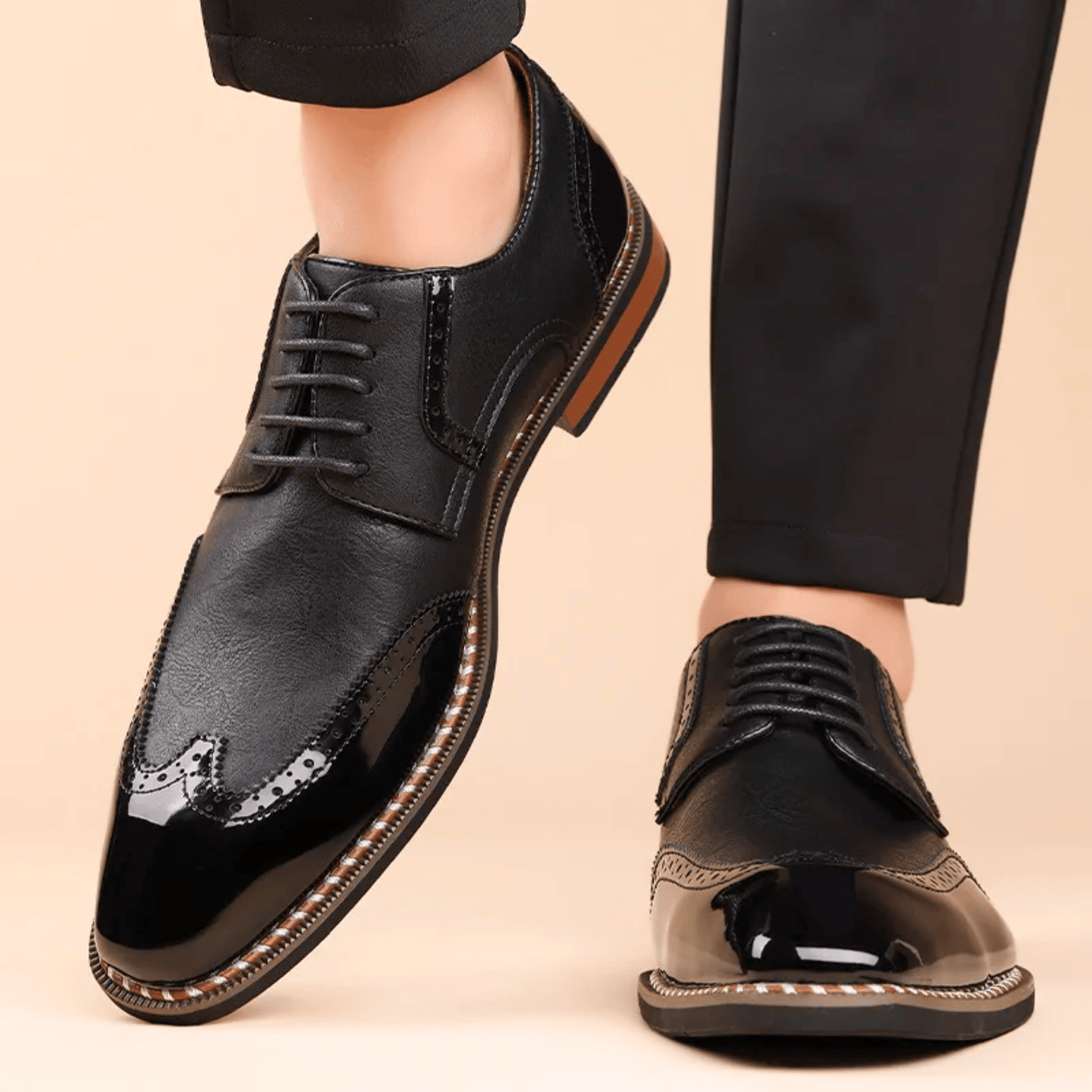 MANSSINO™ | Men's Two-Tone Full-Grain Leather Oxford