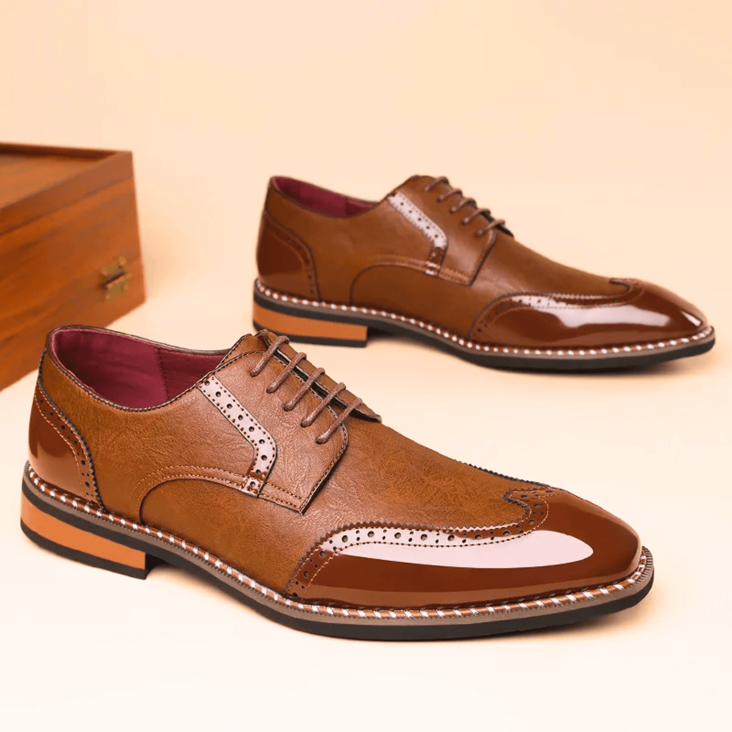 MANSSINO™ | Men's Two-Tone Full-Grain Leather Oxford