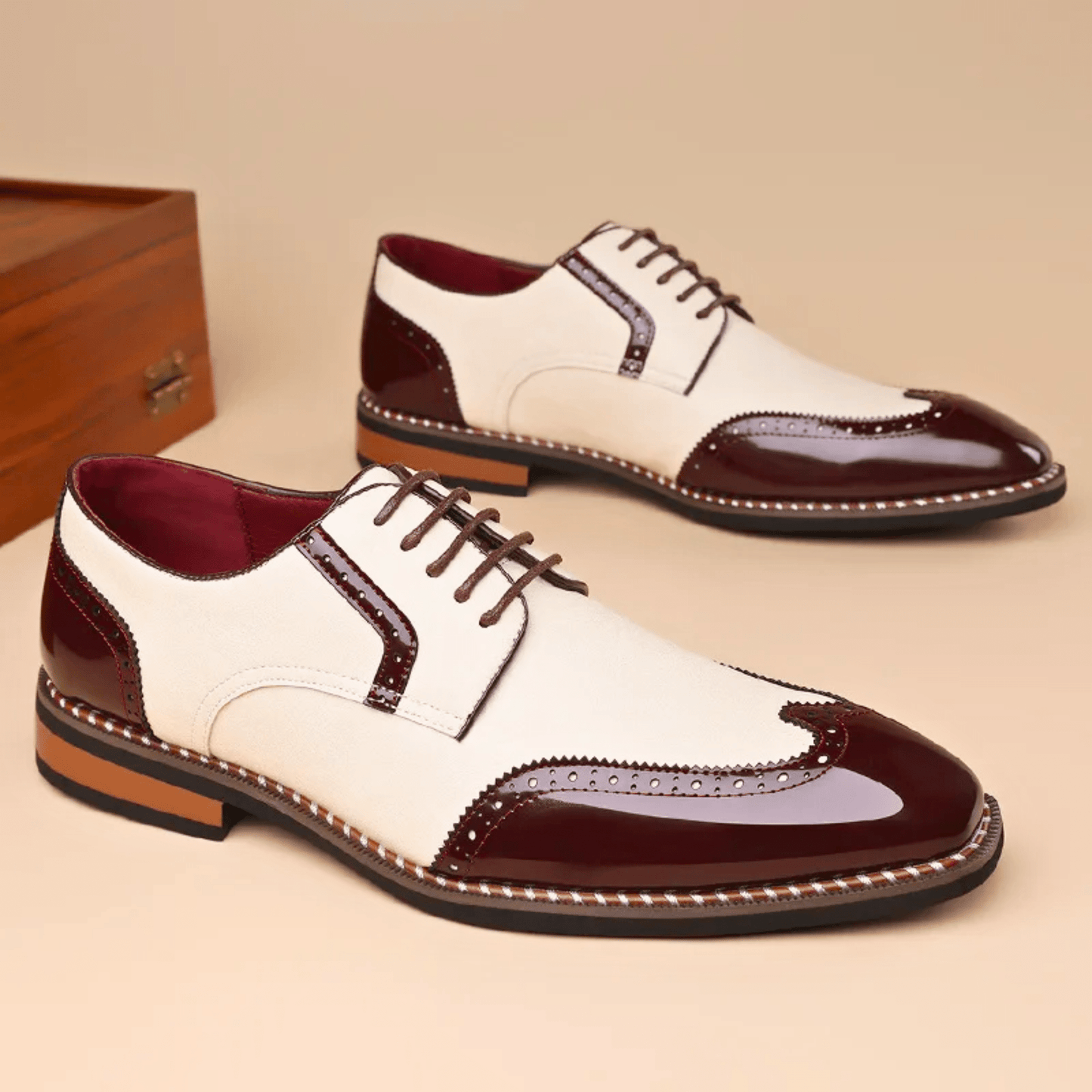MANSSINO™ | Men's Two-Tone Full-Grain Leather Oxford