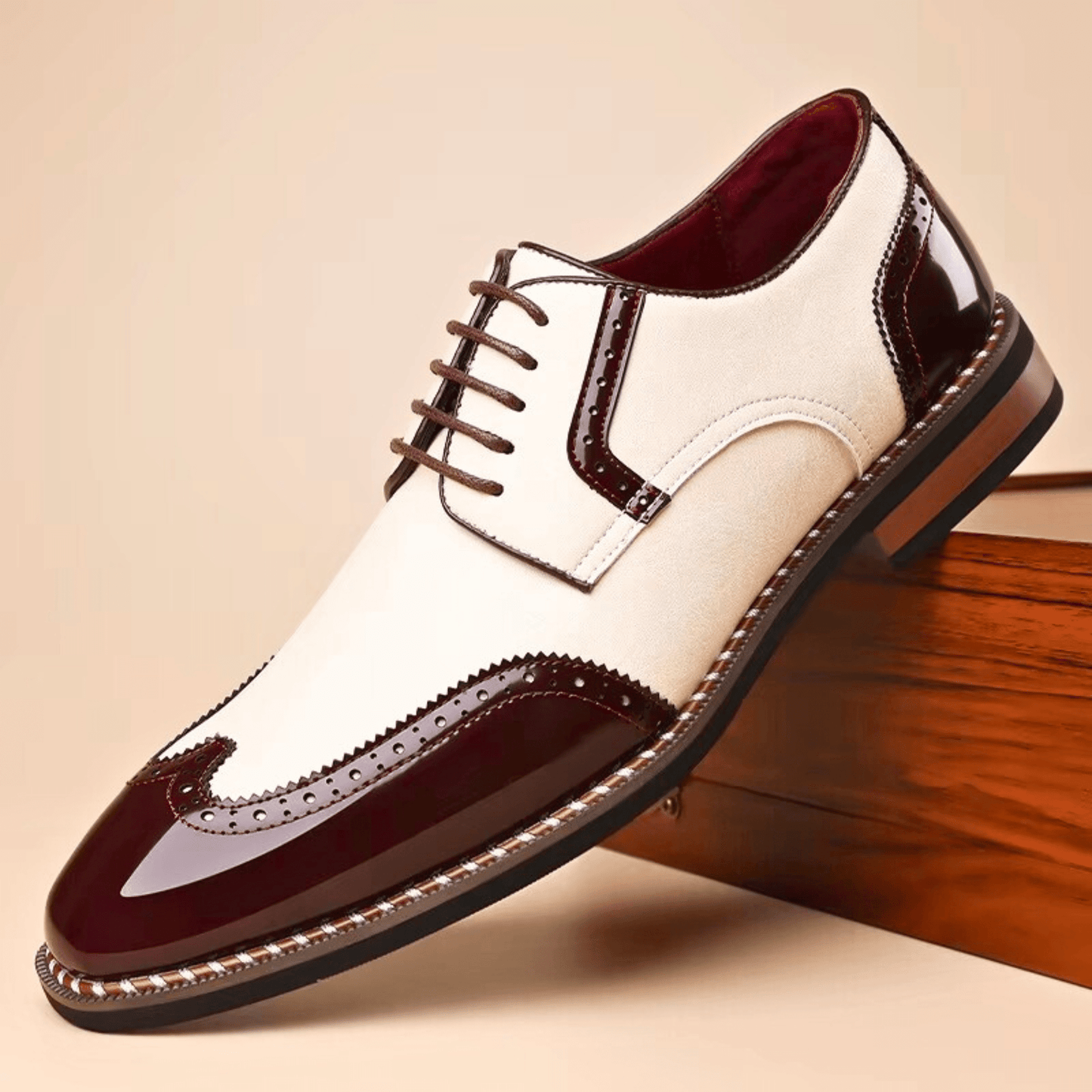 MANSSINO™ | Men's Two-Tone Full-Grain Leather Oxford