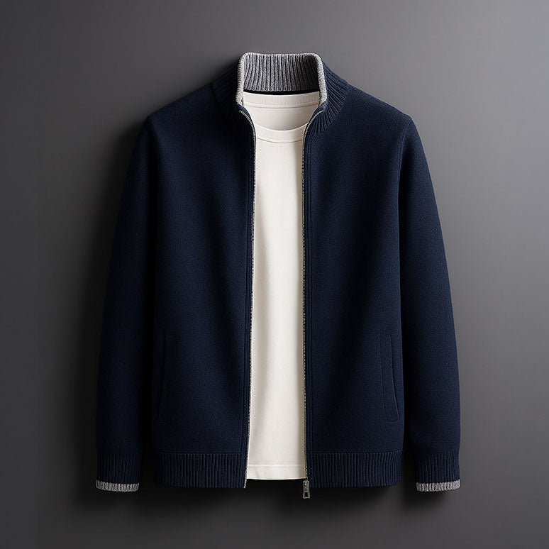 MONVIEL™ | Contrast-Trim Full-Zip Knit
